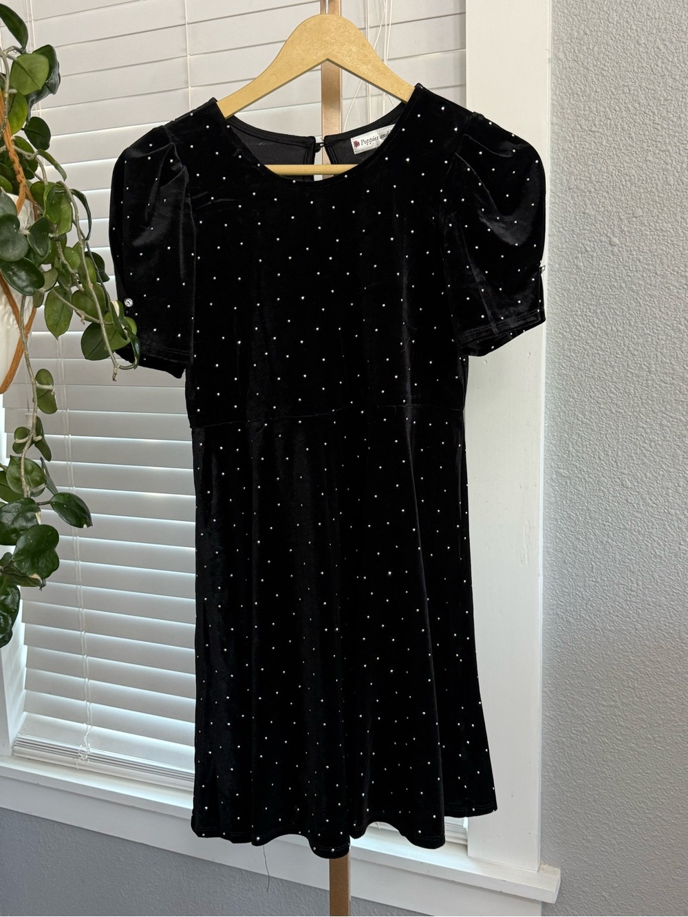 Poppies and Roses Black Velvet Rhinestones Size Large